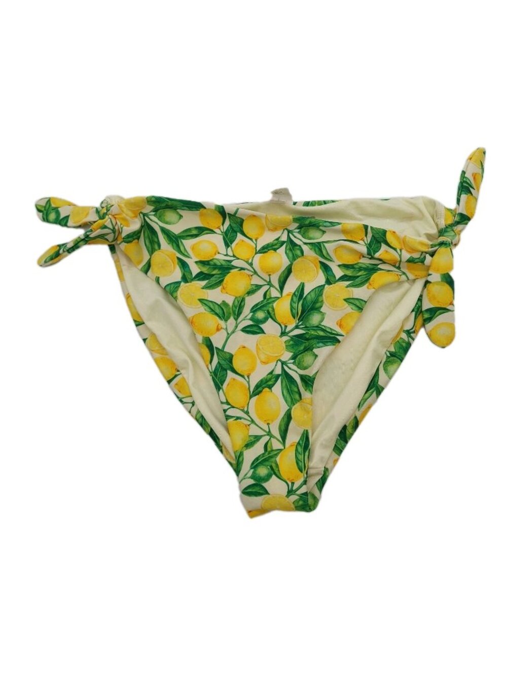 Wave Zone Womens Size Small Swim Bikini Bottom Tie Sides Yellow Lemon Print